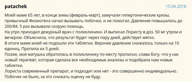 Лориста: отзывы кардиологов и пациентов, инструкция по применению